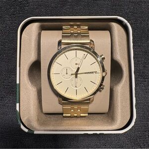 Fossil Gold-Tone Watch with Cream Dial